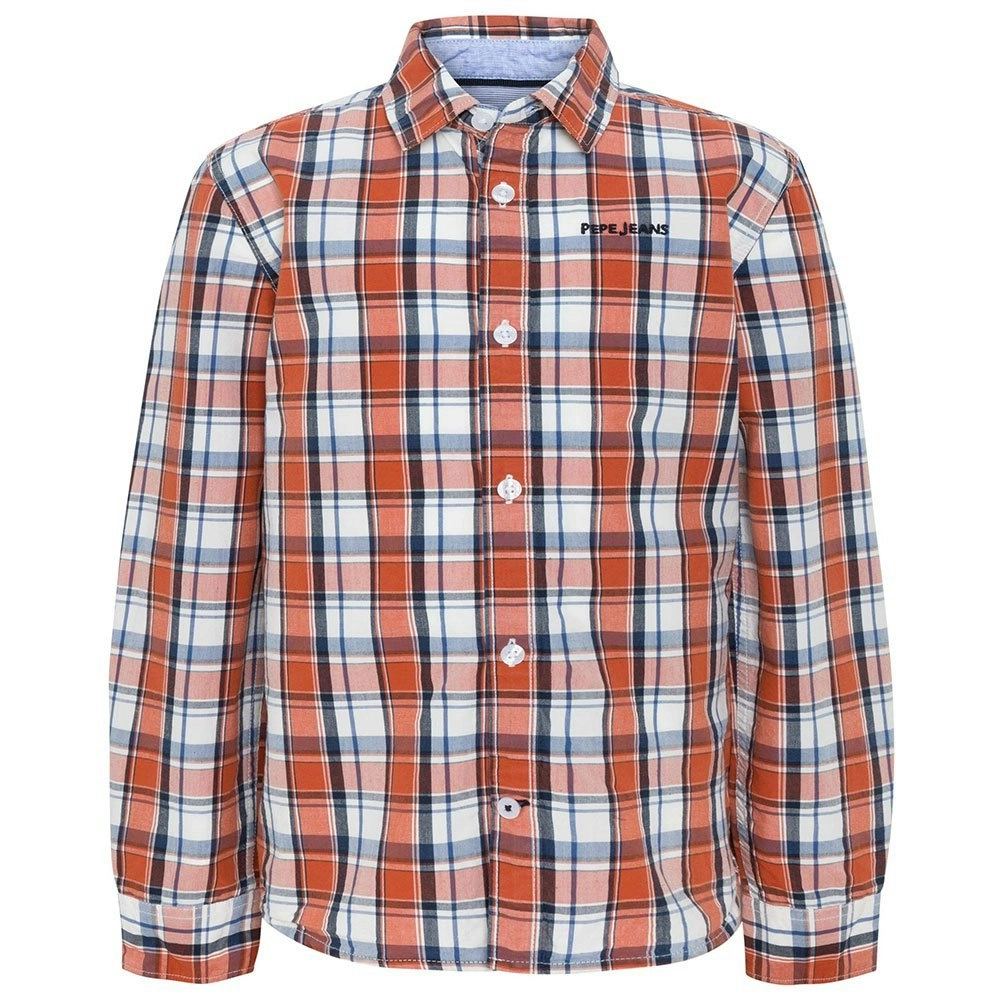 Pepe Kids Pepe Jeans Boys Ryan Button Up Shirt In Rust Orange