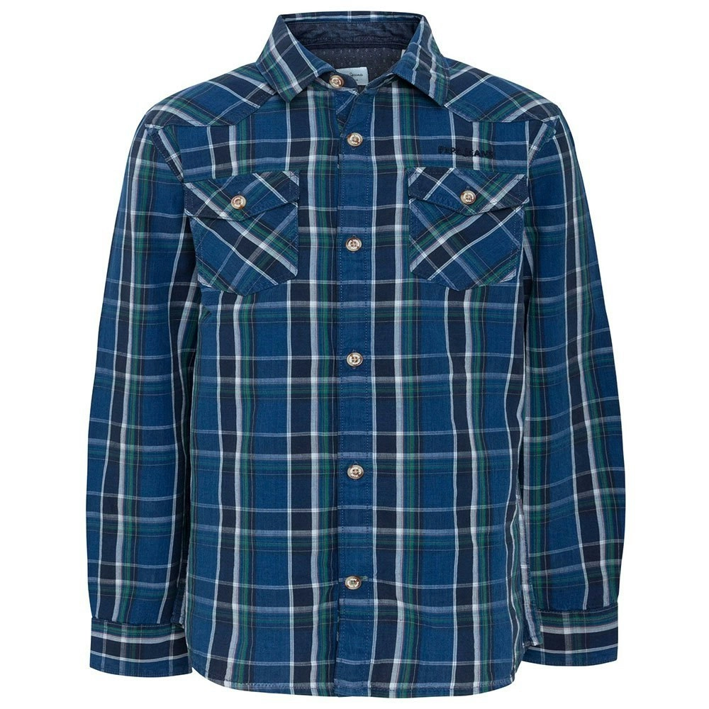 Pepe Kids Pepe Jeans Boys Rudy Check Shirt Blue