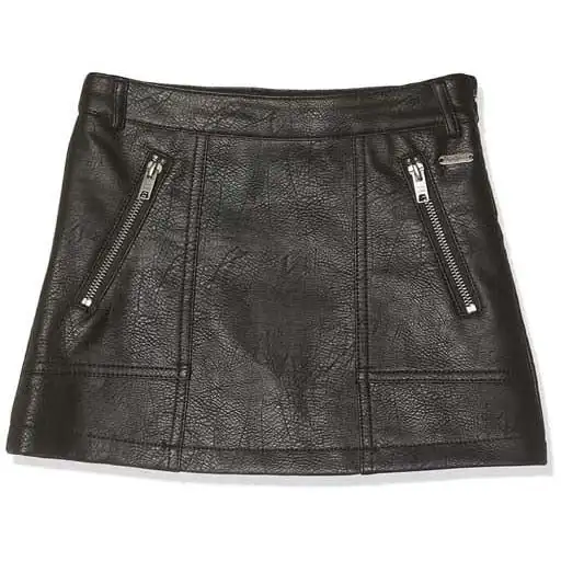 Pepe Kids Pepe Jeans Girls Leather Look Moni Skirt With Zips In Black