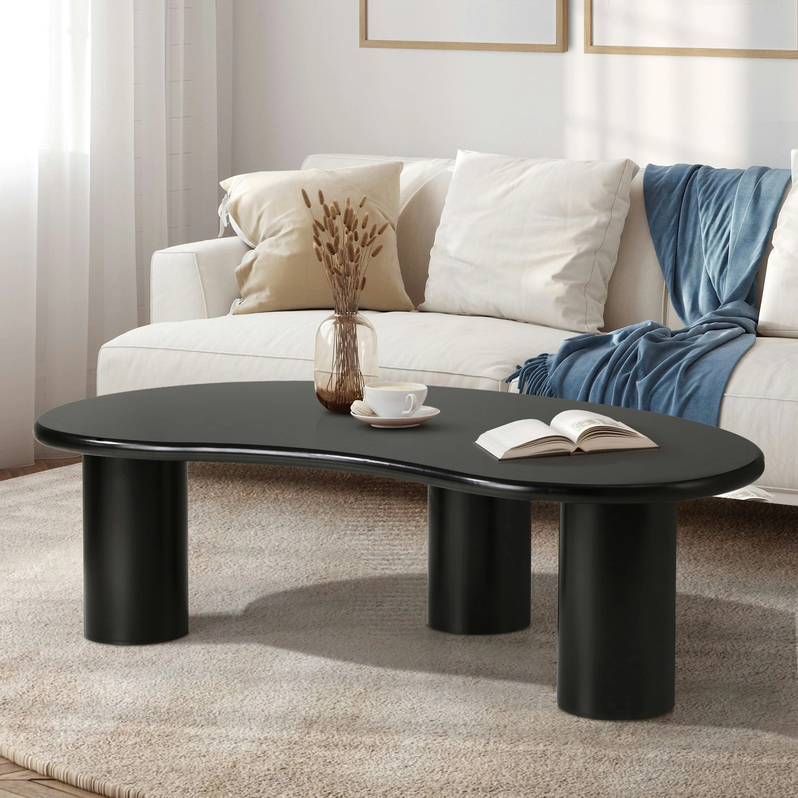 Oikiture Coffee Table Irregular Black