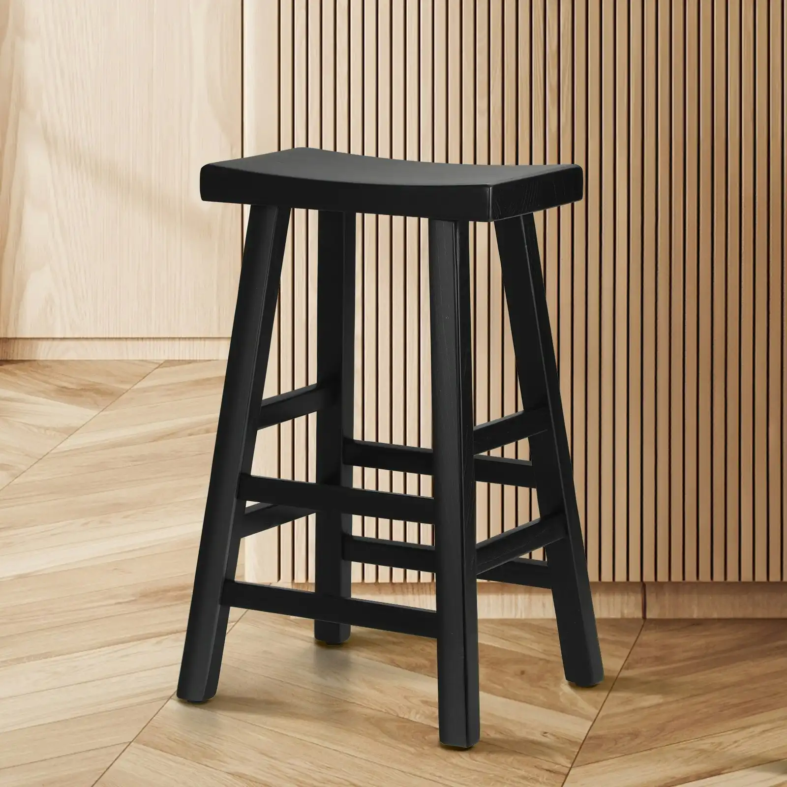 Oikiture Bar Stools Kitchen Stool Wooden Counter Chairs Barstools Black