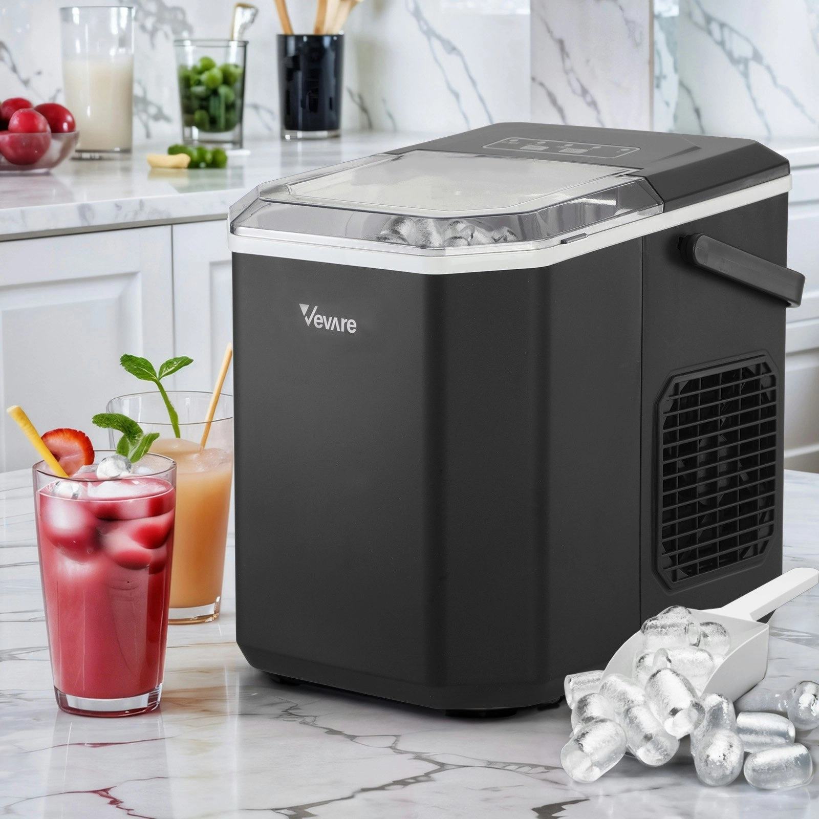 Vevare Portable Ice Maker Machine With Handle Black