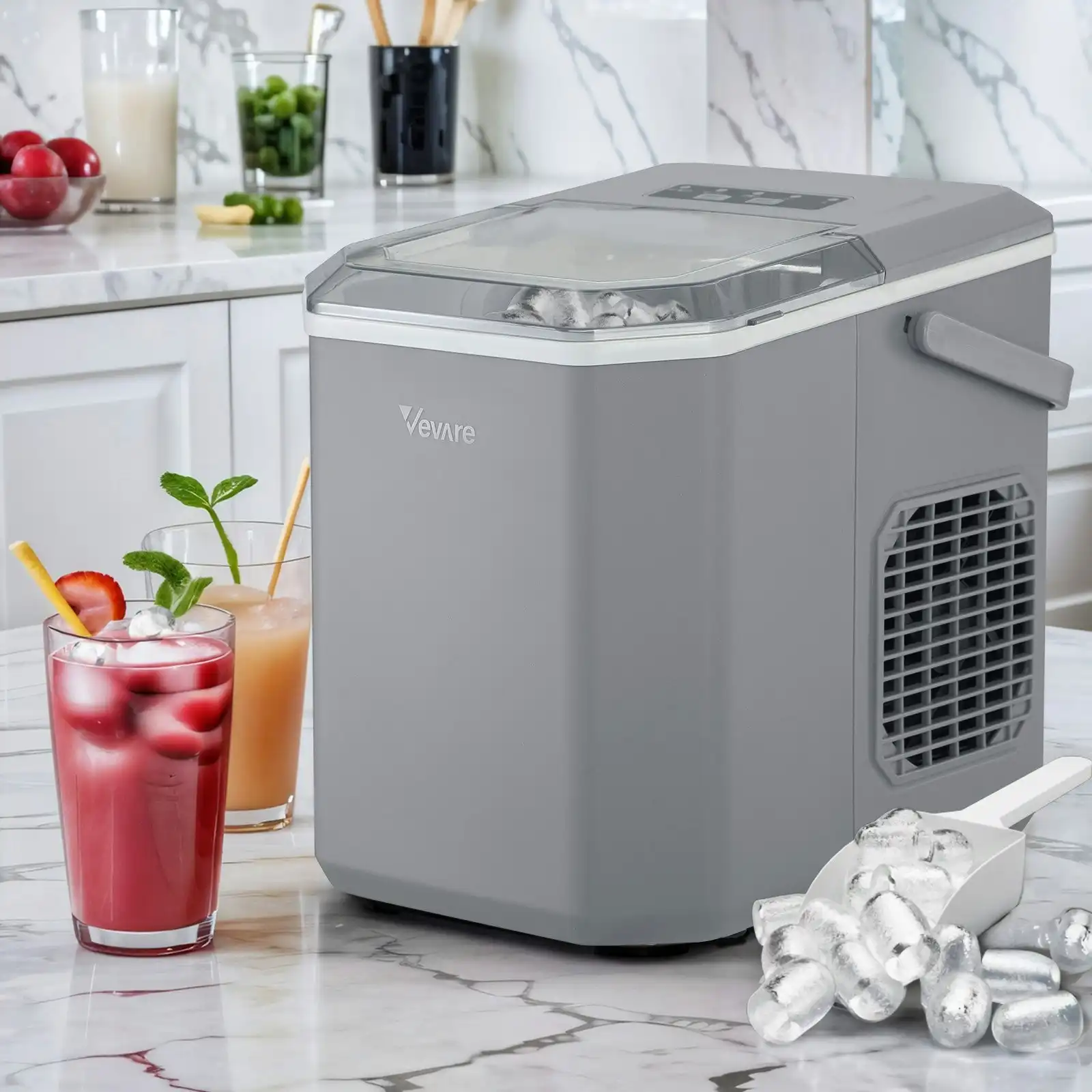 Vevare Portable Ice Maker Machine With Handle Grey