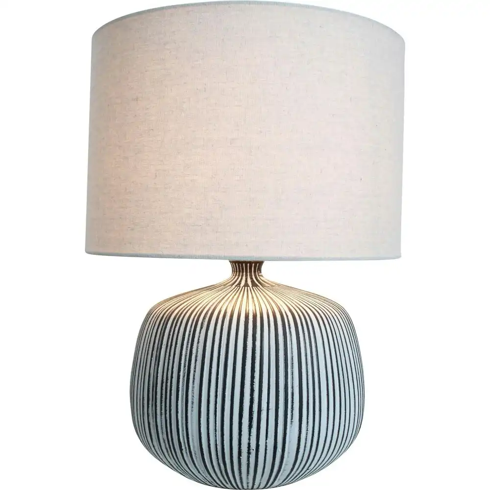 LVD Mika Kohl Ceramic/Linen 51.5cm Lamp /Office Light Room Table Lampshade