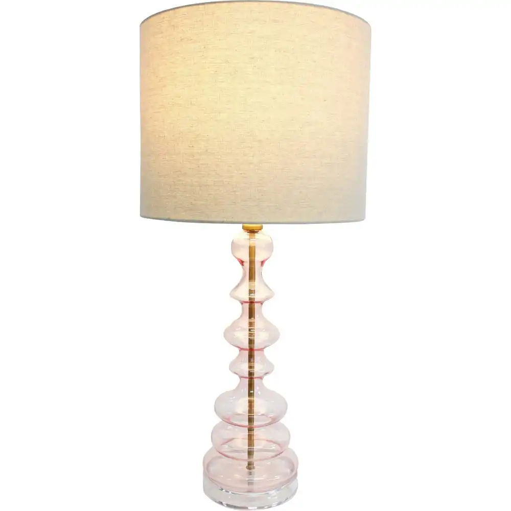 LVD Sienna Glass/Metal 61cm Lamp /Office Room Table Lampshade Large Pink