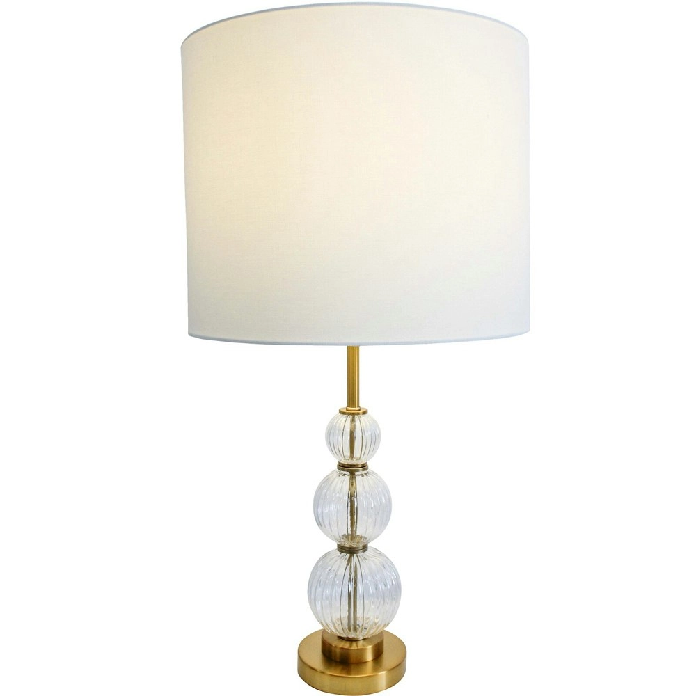 LVD Tall Verona Metal/Glass/Linen 77.5cm Lamp /Office Table Lampshade CLR