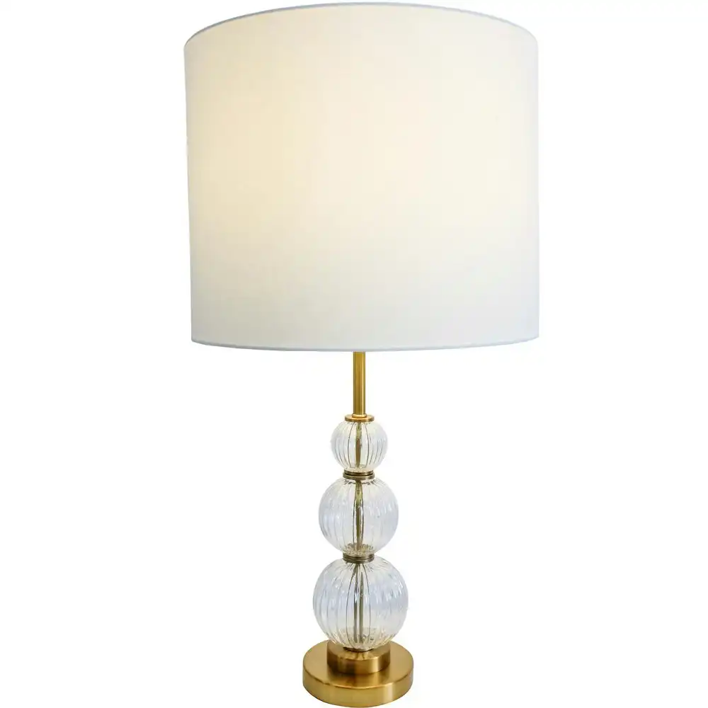 LVD Tall Verona Metal/Glass/Linen 77.5cm Lamp /Office Table Lampshade CLR