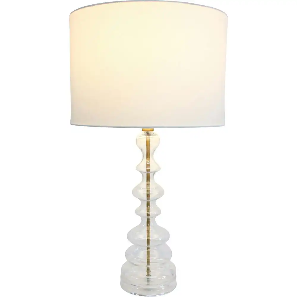 LVD Sienna Glass/Metal 61cm Lamp /Office Room Table Lampshade Large Clear