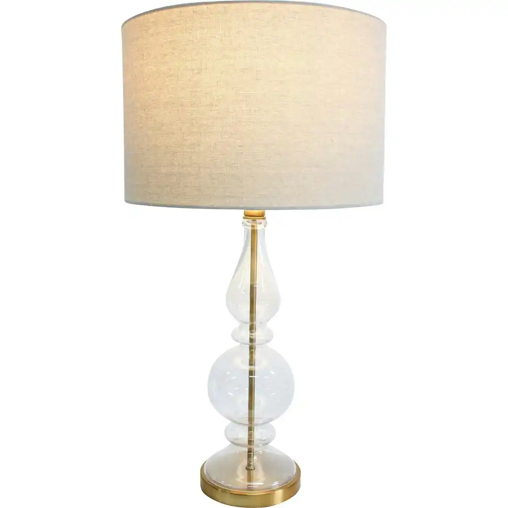 LVD Hampshire Glass/Linen 61cm Lamp Home/Office Decor Table Lampshade LRG Clear