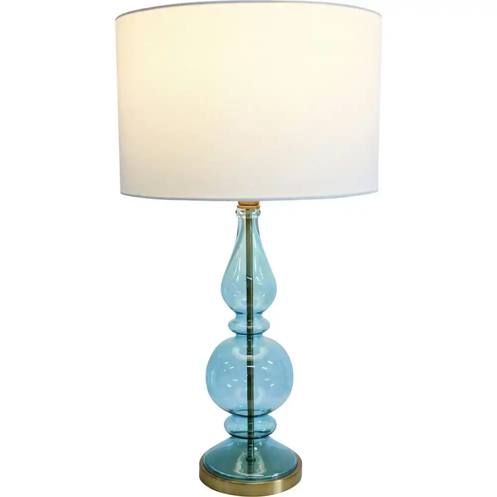LVD Hampshire Glass/Metal/Linen 61cm Lamp /Office Table Lampshade LRG Sky