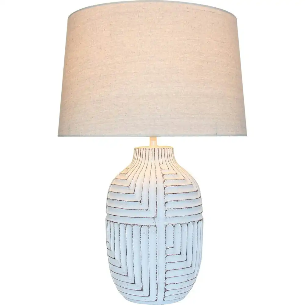 LVD Kuba Ceramic/Linen 61cm Lamp /Office Light Room Table Lampshade Large