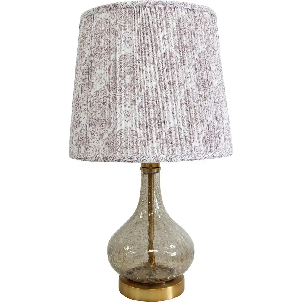 LVD Farrow Glass/Metal/Linen 77.5cm Lamp Home/Office Decor Table Lampshade Amber