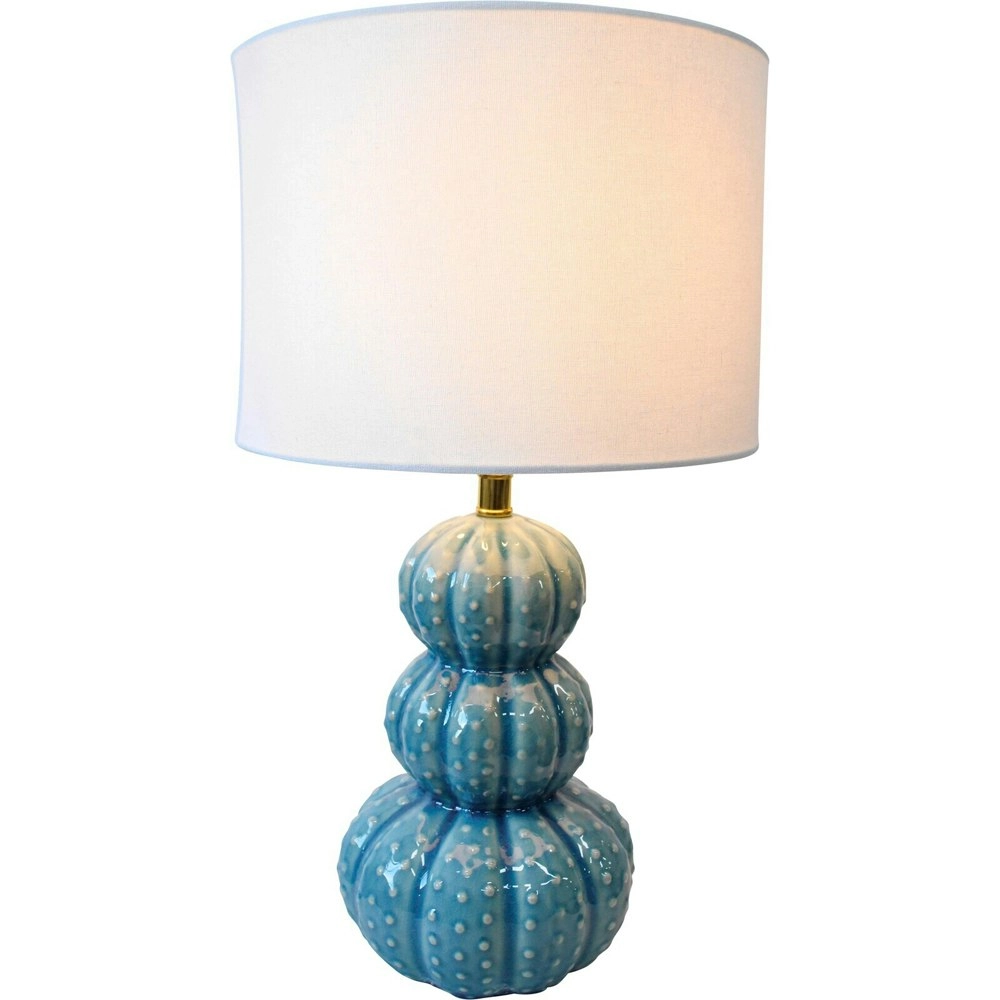 LVD Anemone Stack Ceramic/Linen 49cm Lamp Sea Foam /Office Table Lampshade