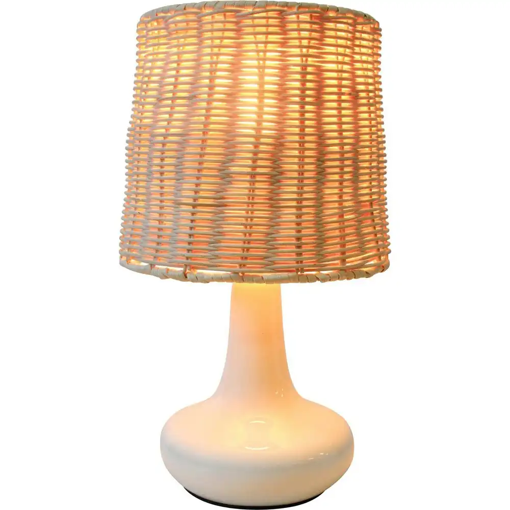 LVD Pippa Ceramic/Wicker 30cm Lamp /Office Light Room Desk/Table Lampshade