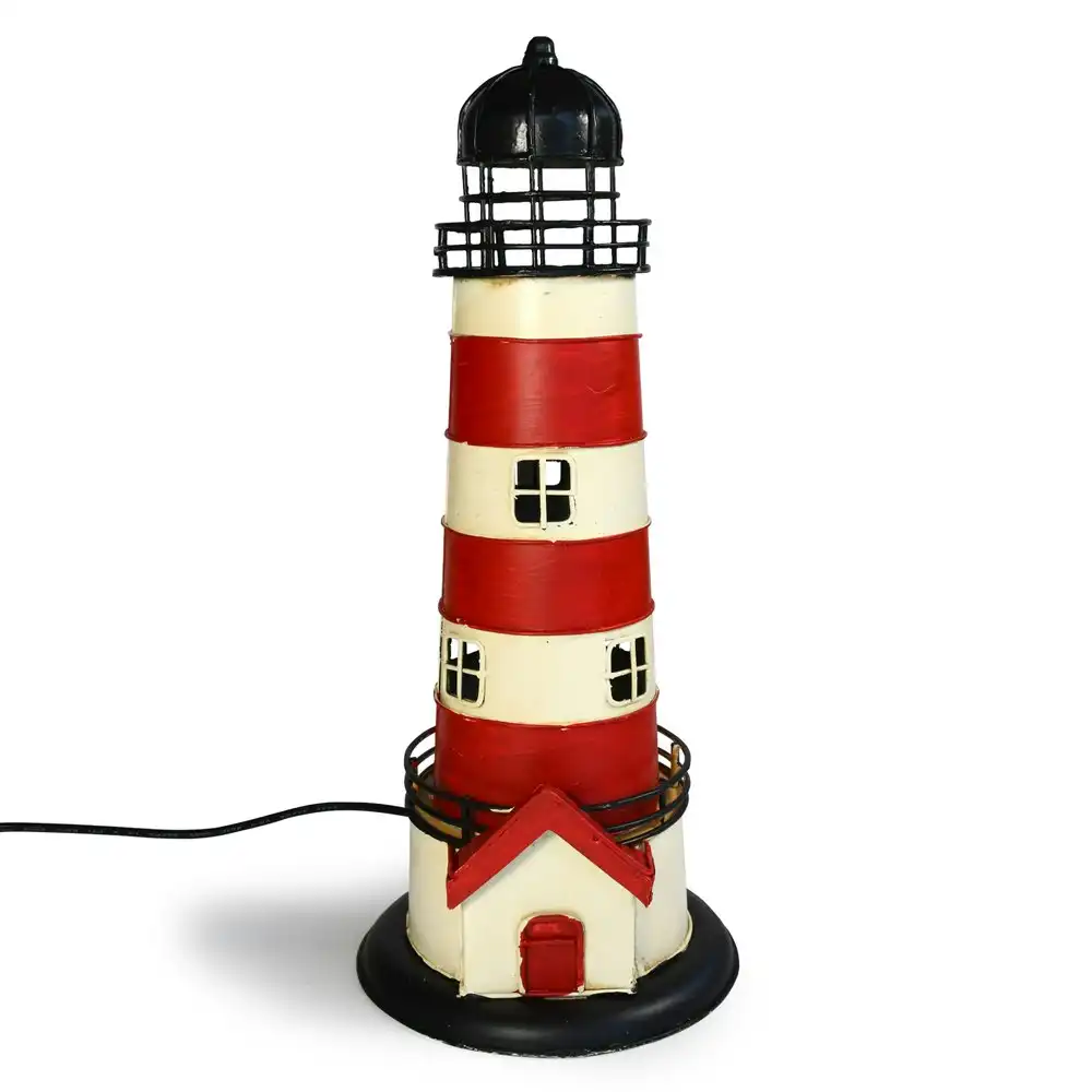 Auto Petit USB LED Desk/Table Lamp Lighthouse Retro Home Décor 13x32cm Red