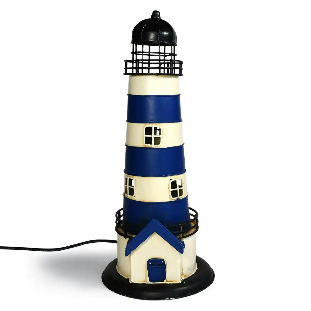 Auto Petit USB LED Desk/Table Lamp Lighthouse Retro Home Décor 13x32cm Blue