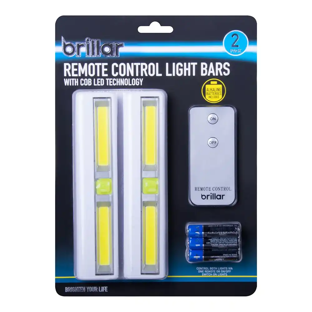 2pc Brillar Magnetic COB LED Multipurpose Adhesive Light Bar w/ Remote Control
