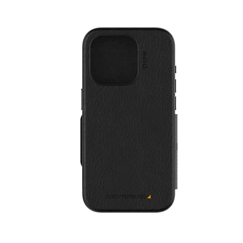 EFM Monaco E-leather Wallet Case Armour With D3O Plus Suits Iphone 15 Pro Max - 6.7" Pro - Black/Space Grey