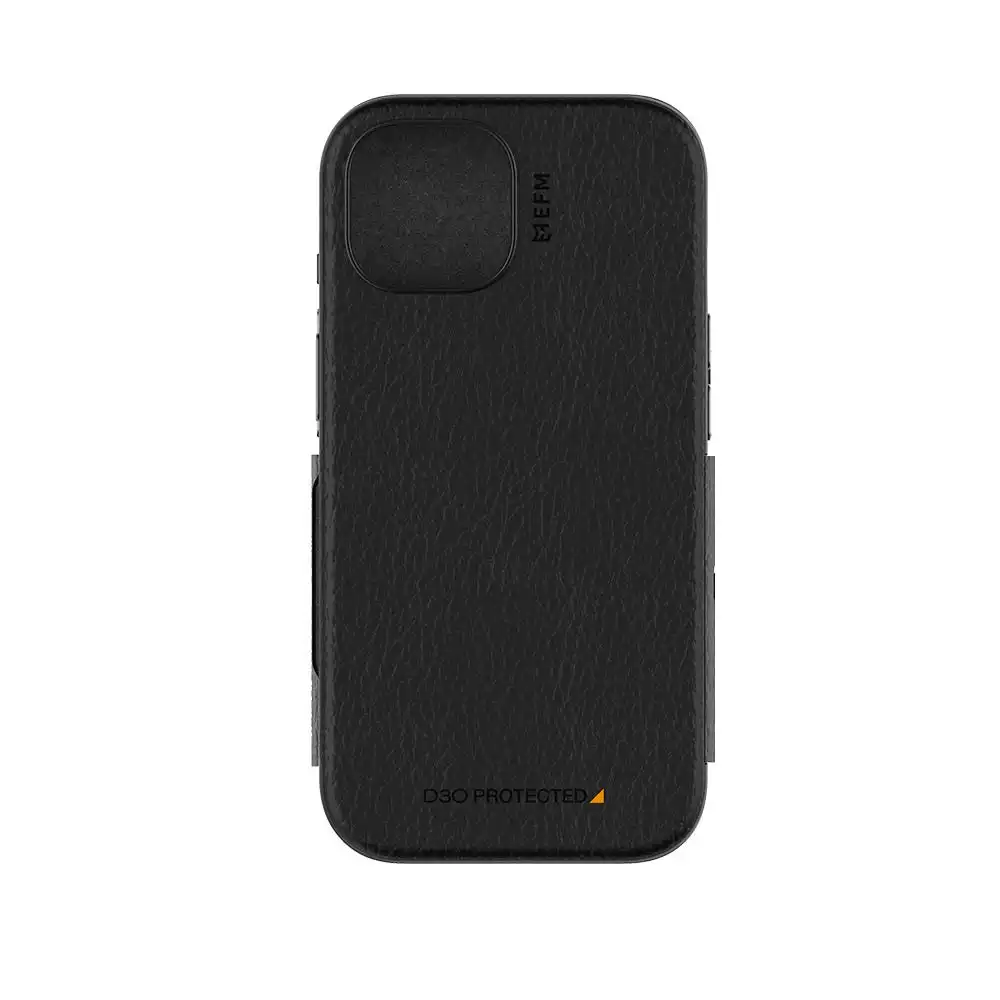EFM Monaco E-leather Wallet Case Armour With D3O Plus Suits Iphone 15 (6.1") - Black/Space Grey