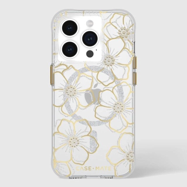 Case-Mate Floral Gems MagSafe Case For iPhone 15 Pro - Gold