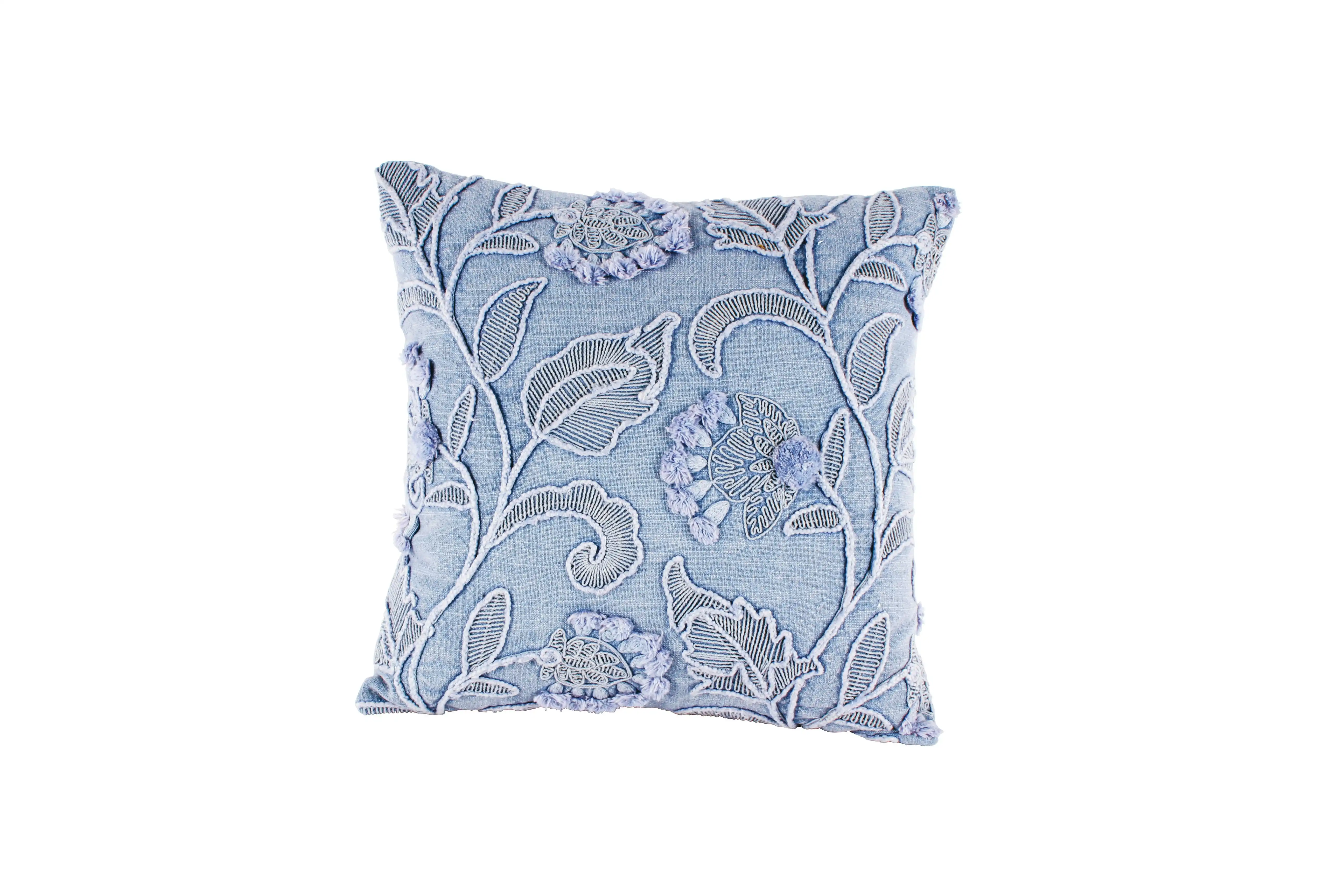 Blue Embroidered Floral Cushion 46X46cm