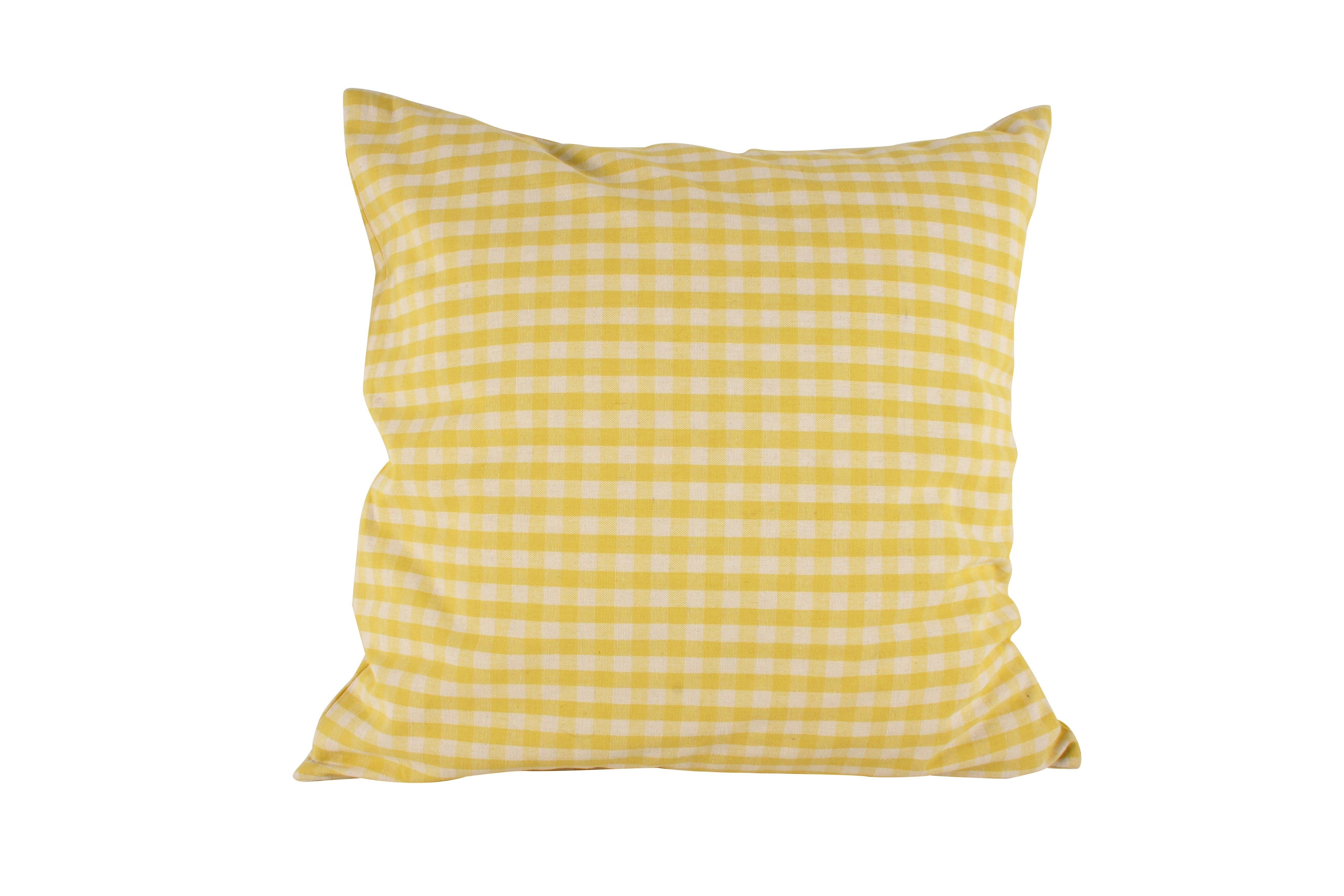 Yellow Cotton Gingham Cushion 50 x 50cm