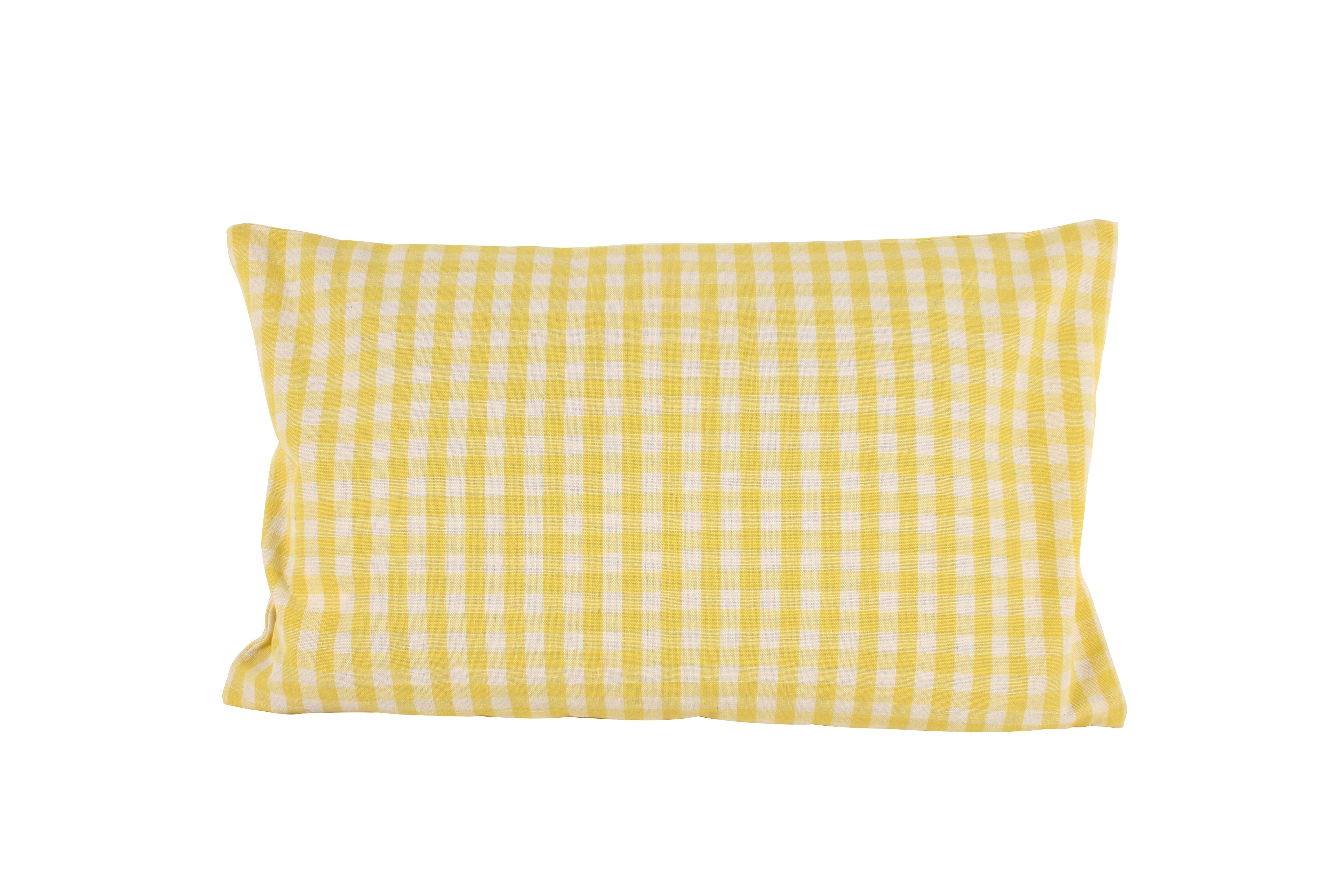 Yellow Cotton Gingham Cushion 50 x 30cm