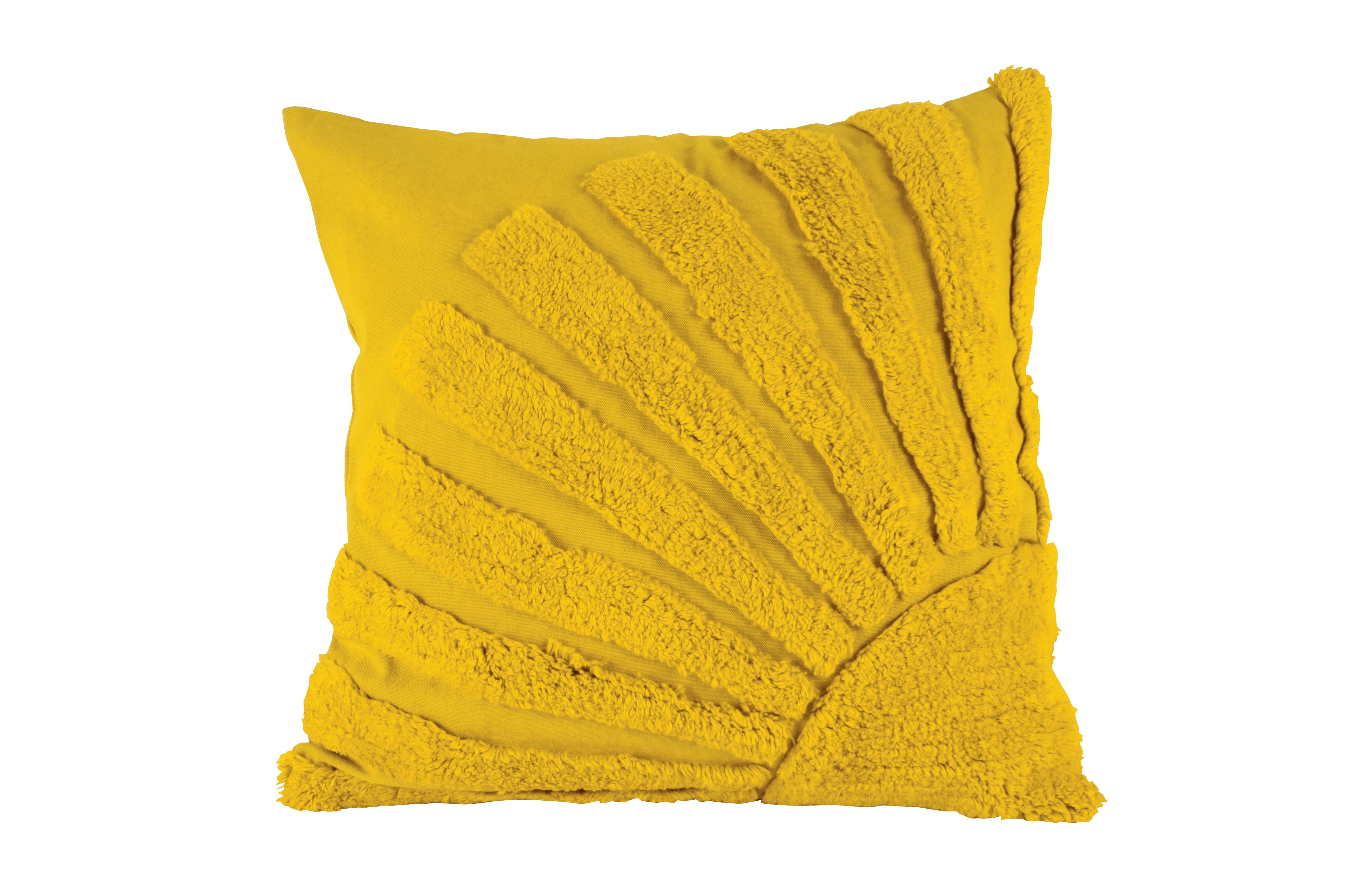 Yellow Cotton Fringed Cushion 50 x 50cm