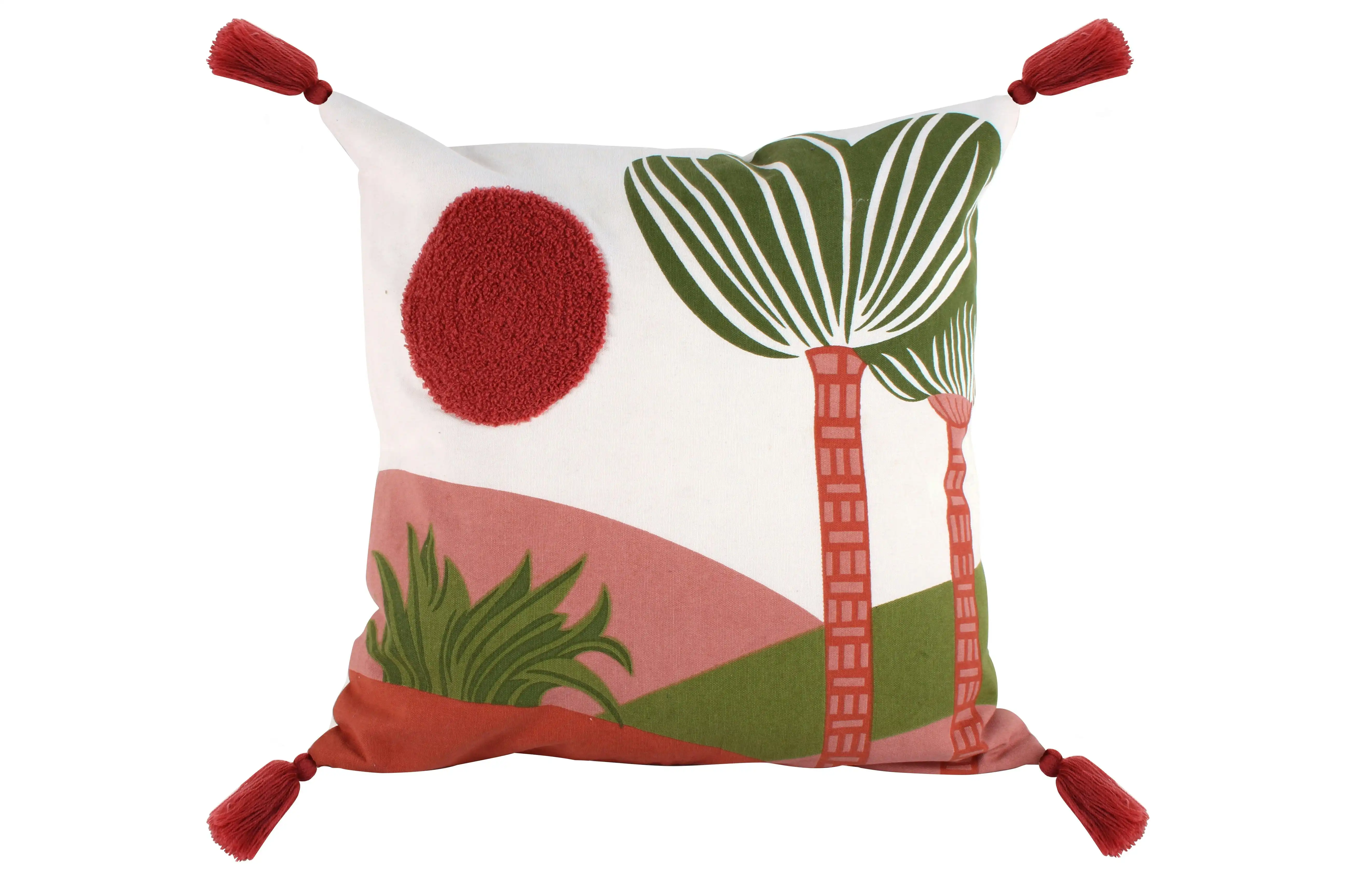 Sun Palm Tassel Cotton Cushion 50cm