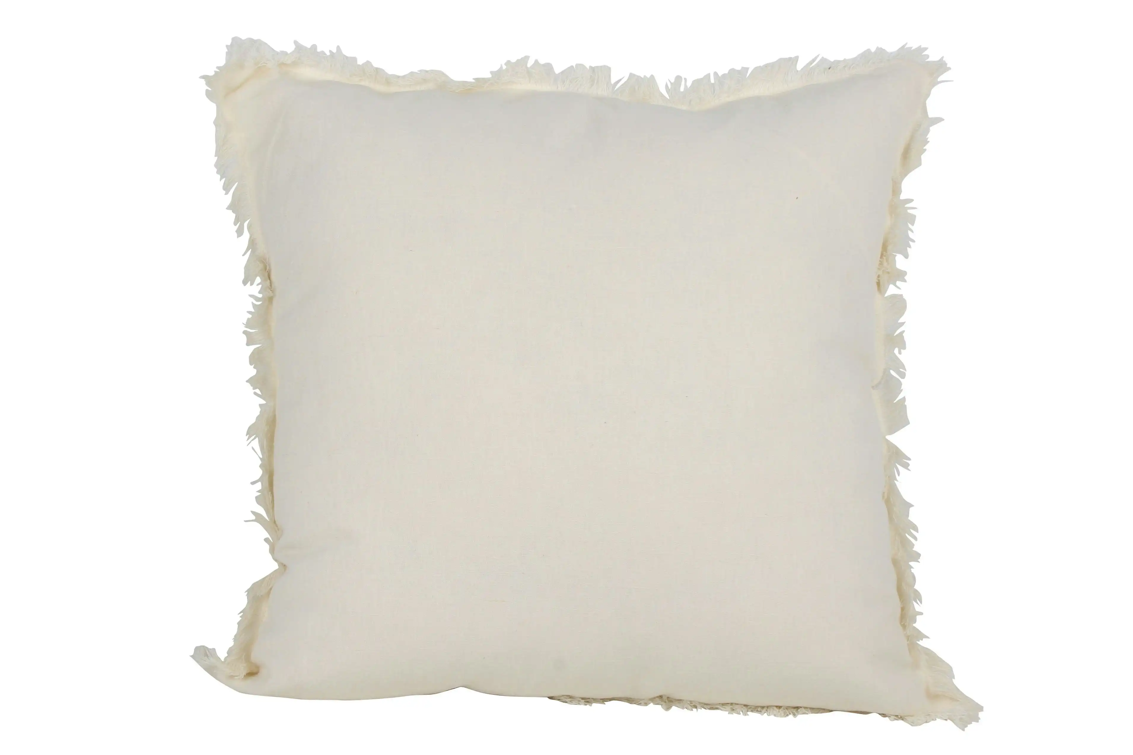 Linen Cushion with Fringing Cream 50 x 50cm