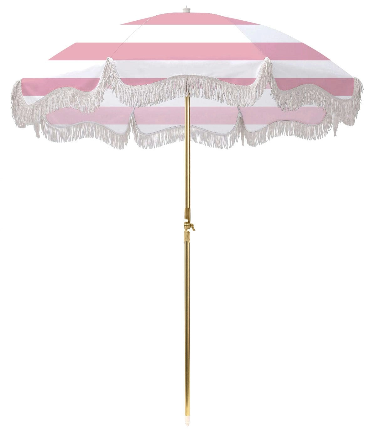 Luxe Canvas Beach Umbrella 2M - Hamptons Blush & White Stripe