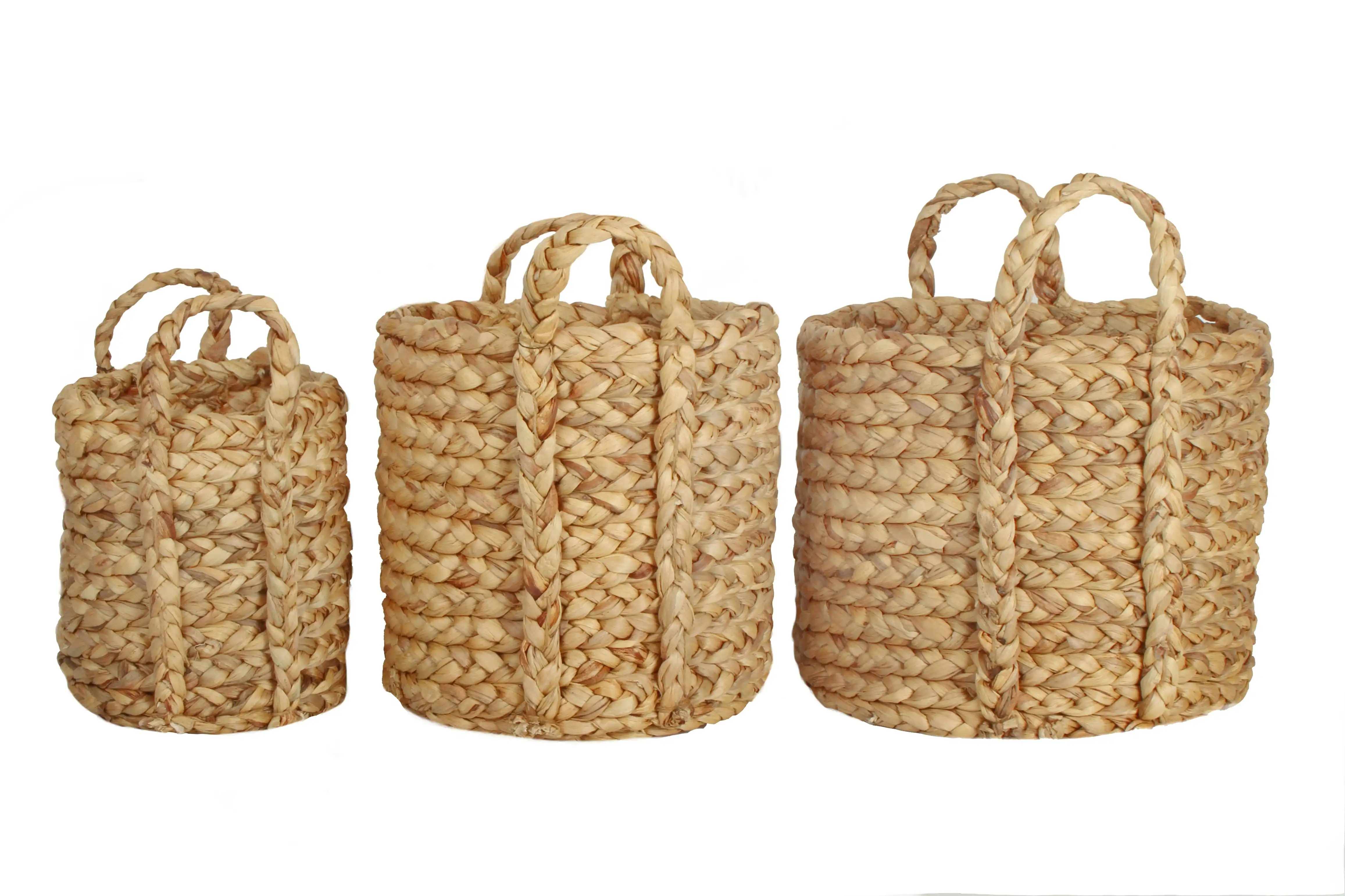 Carlota Set Of 3 Natural Round Woven Storage Baskets