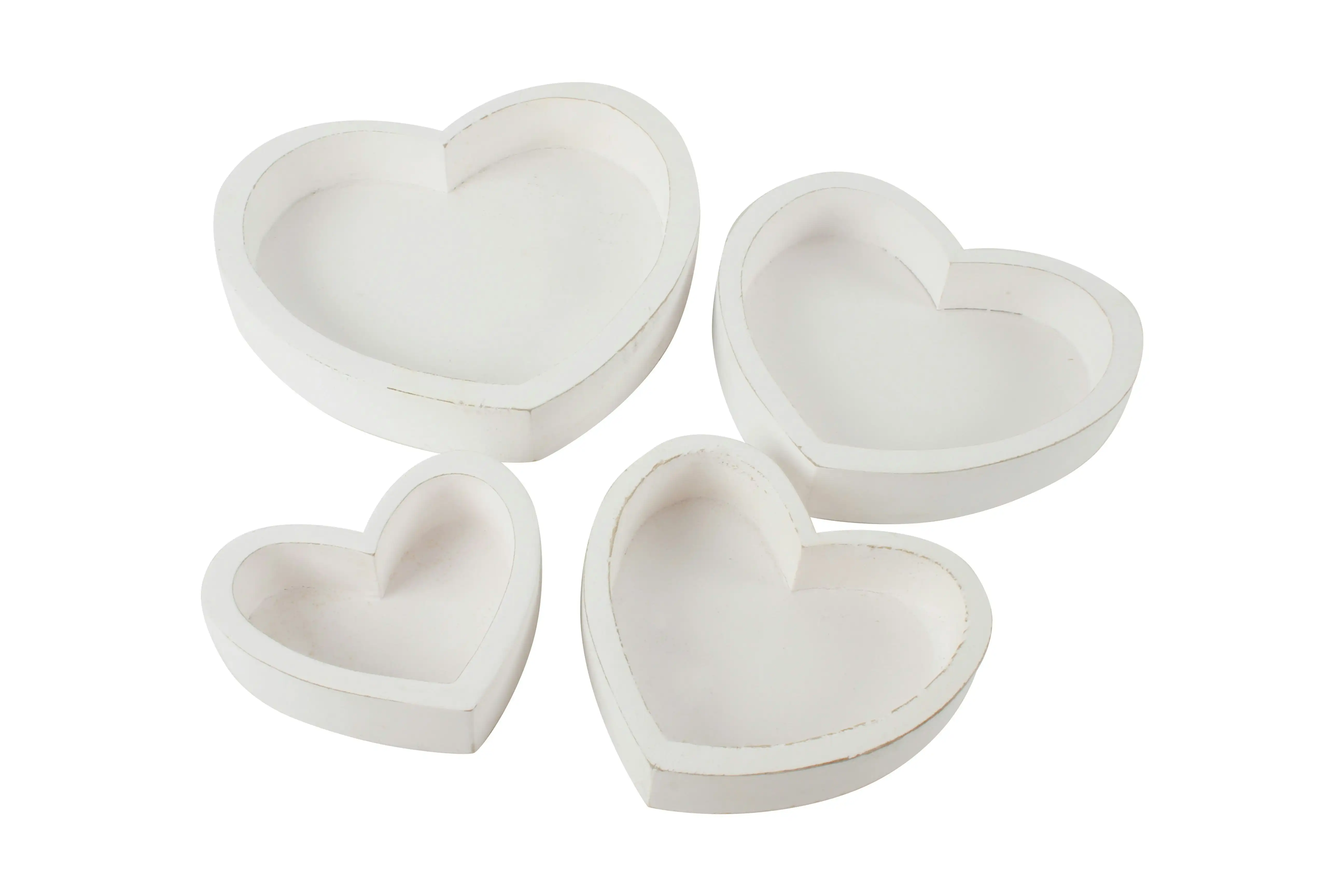 Harmony Mango Wood Set Of 4 Heart Box White