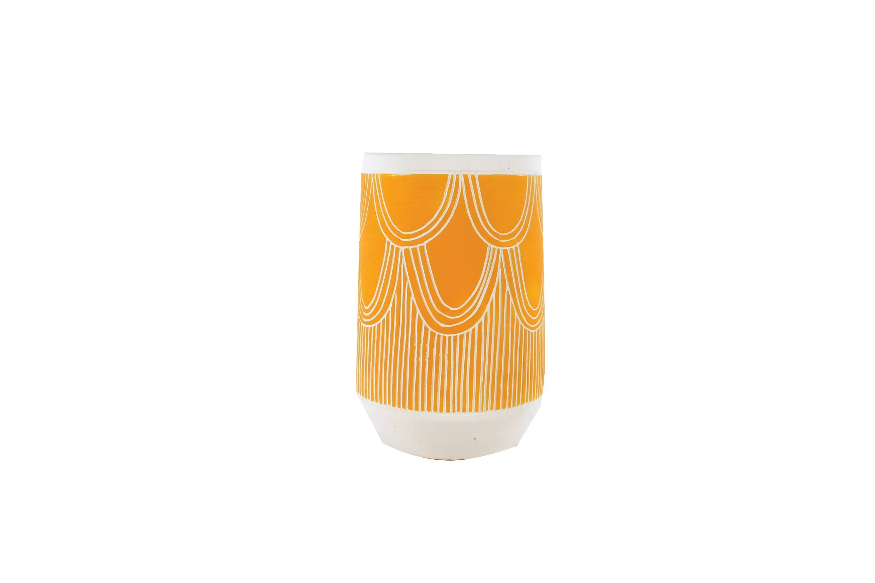 Delphina Yellow Cement Vase 21 x 15 x 15cm