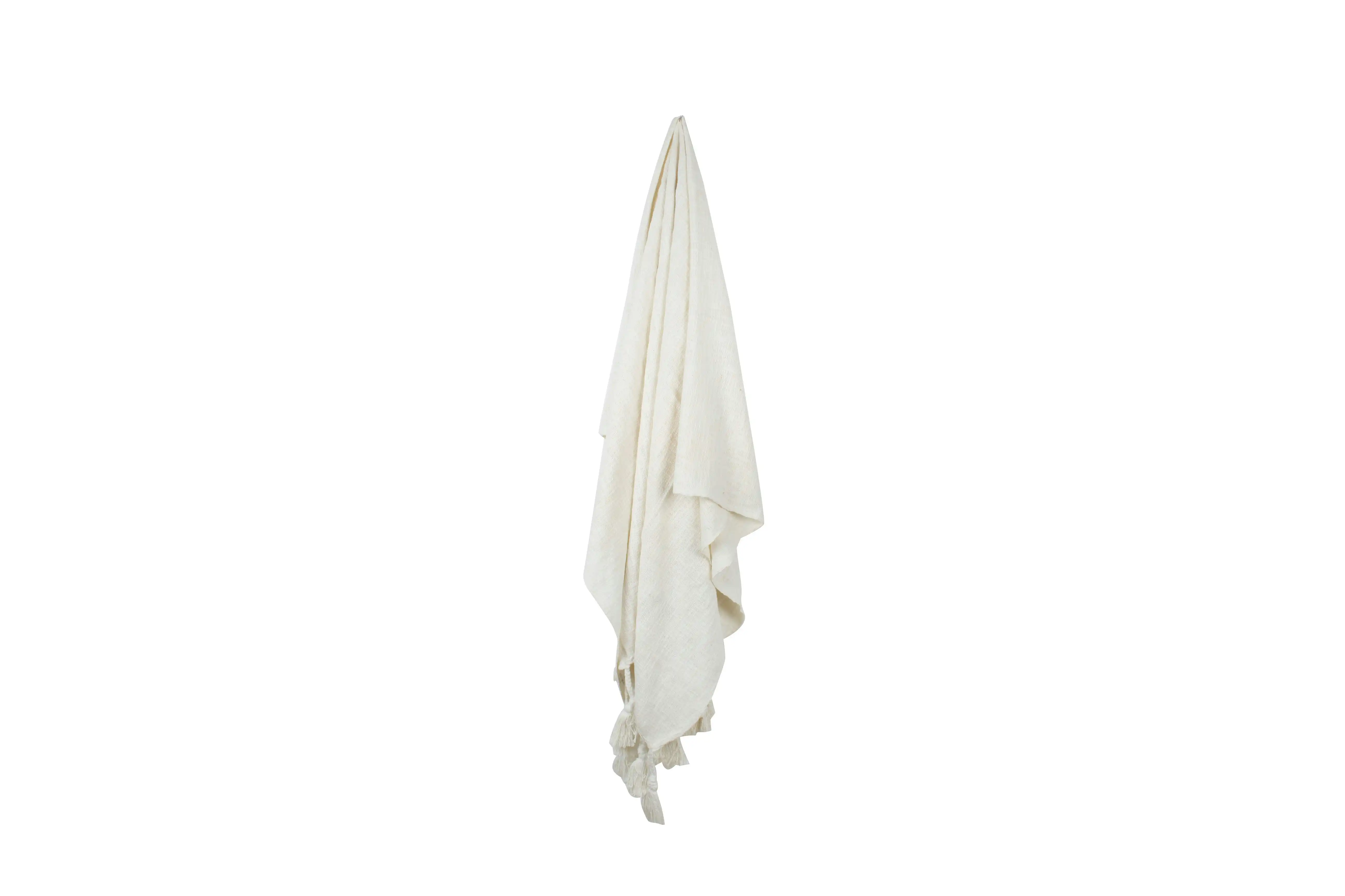 Neo Cotton Throw With Giant Tassels Cream