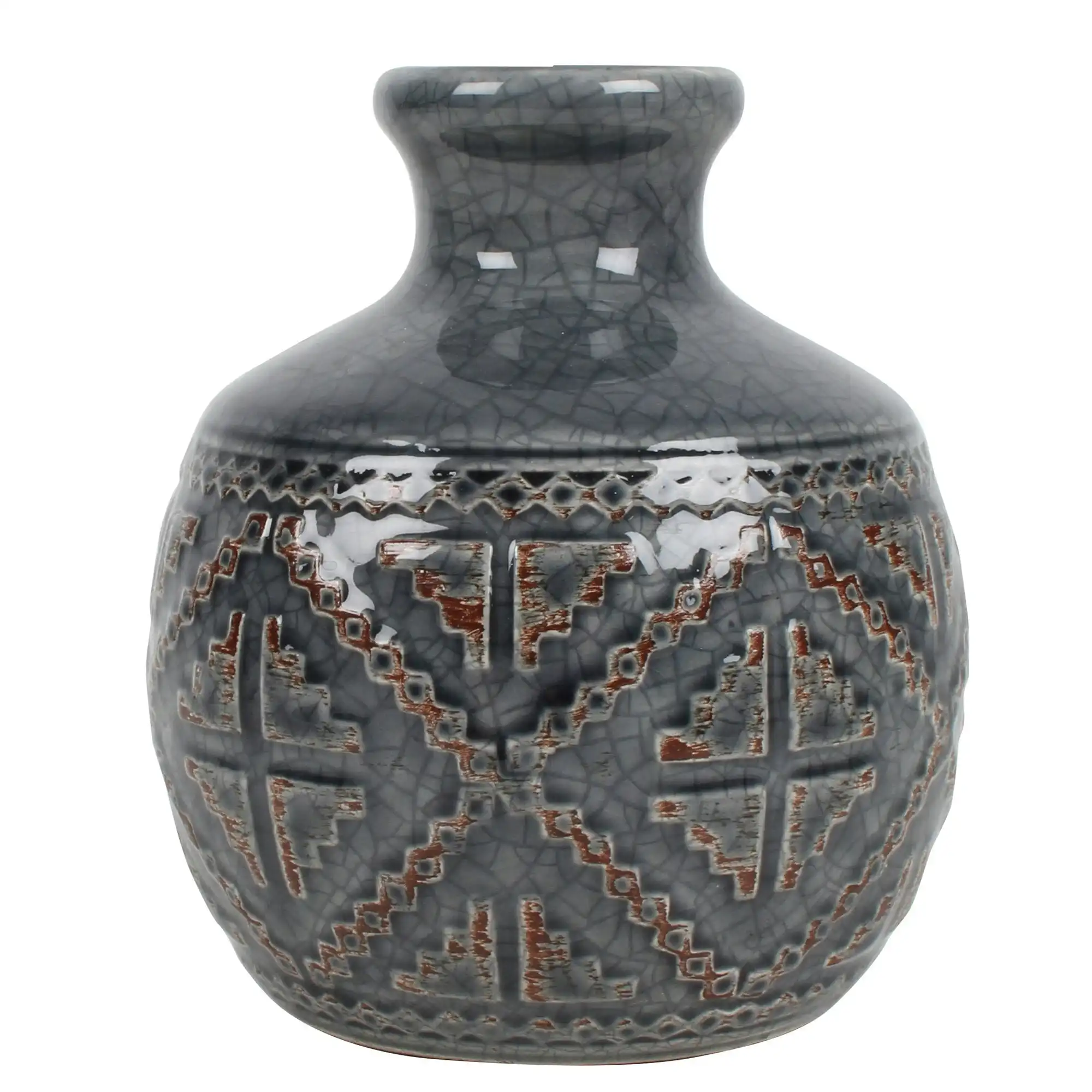 Leander Ceramic Vase Blue 18 x 13cm