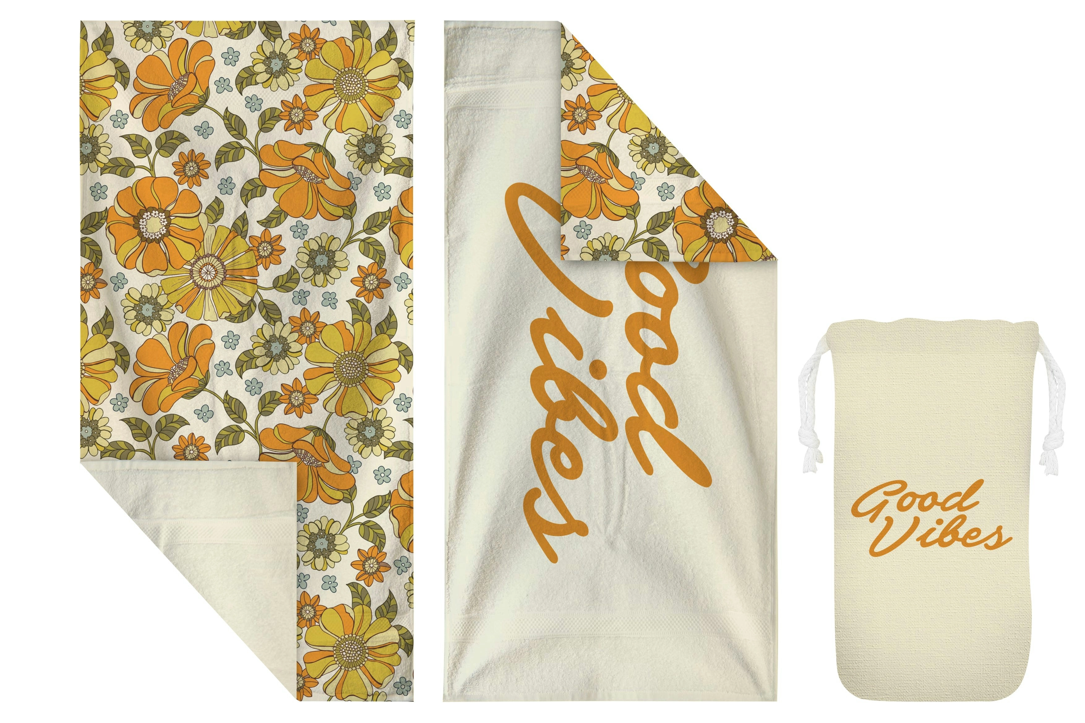 Premium Quick Dry Beach Towel- 70s Floral