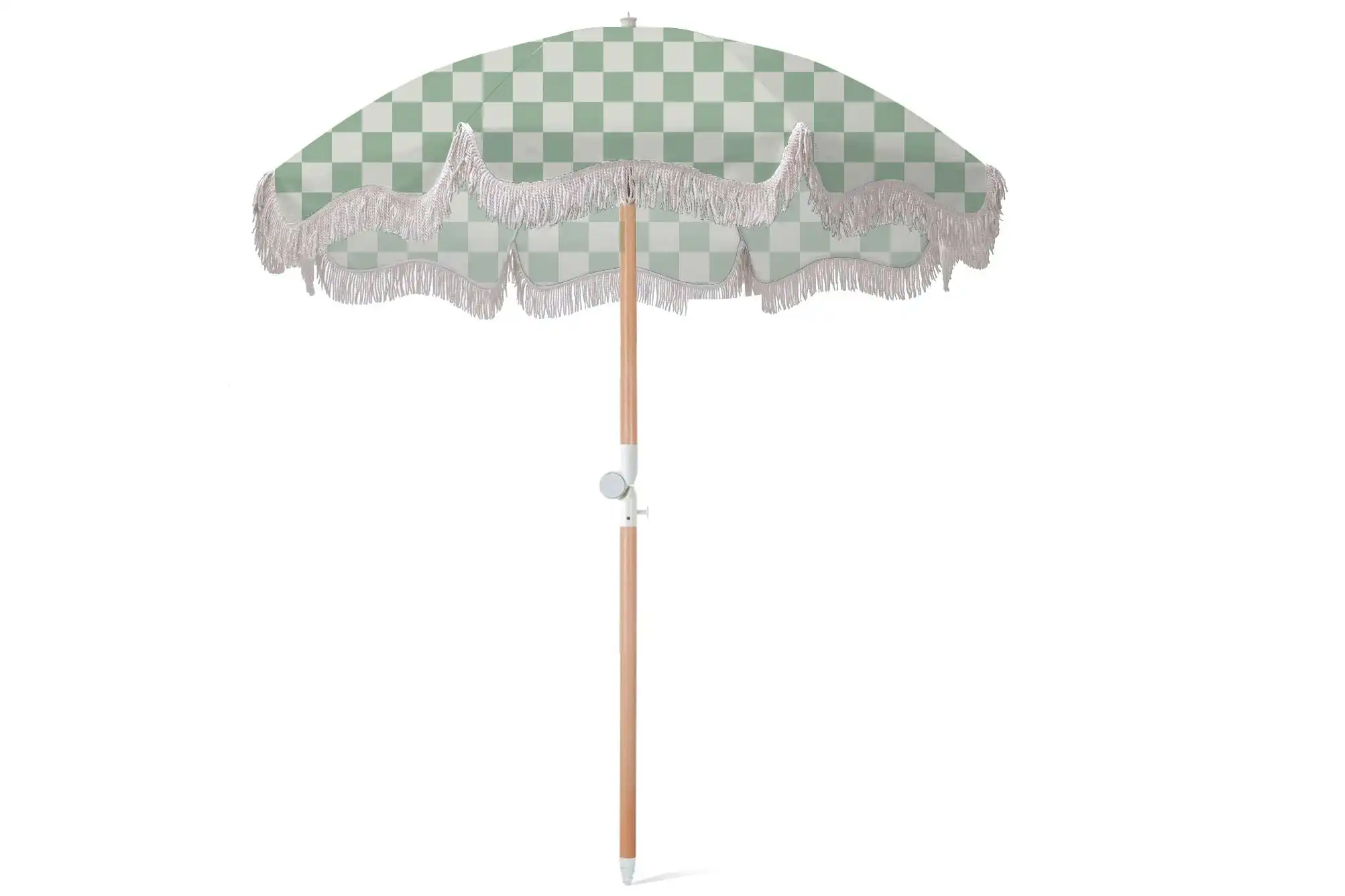 Luxe Canvas Beach Umbrella 2M - Sage Check