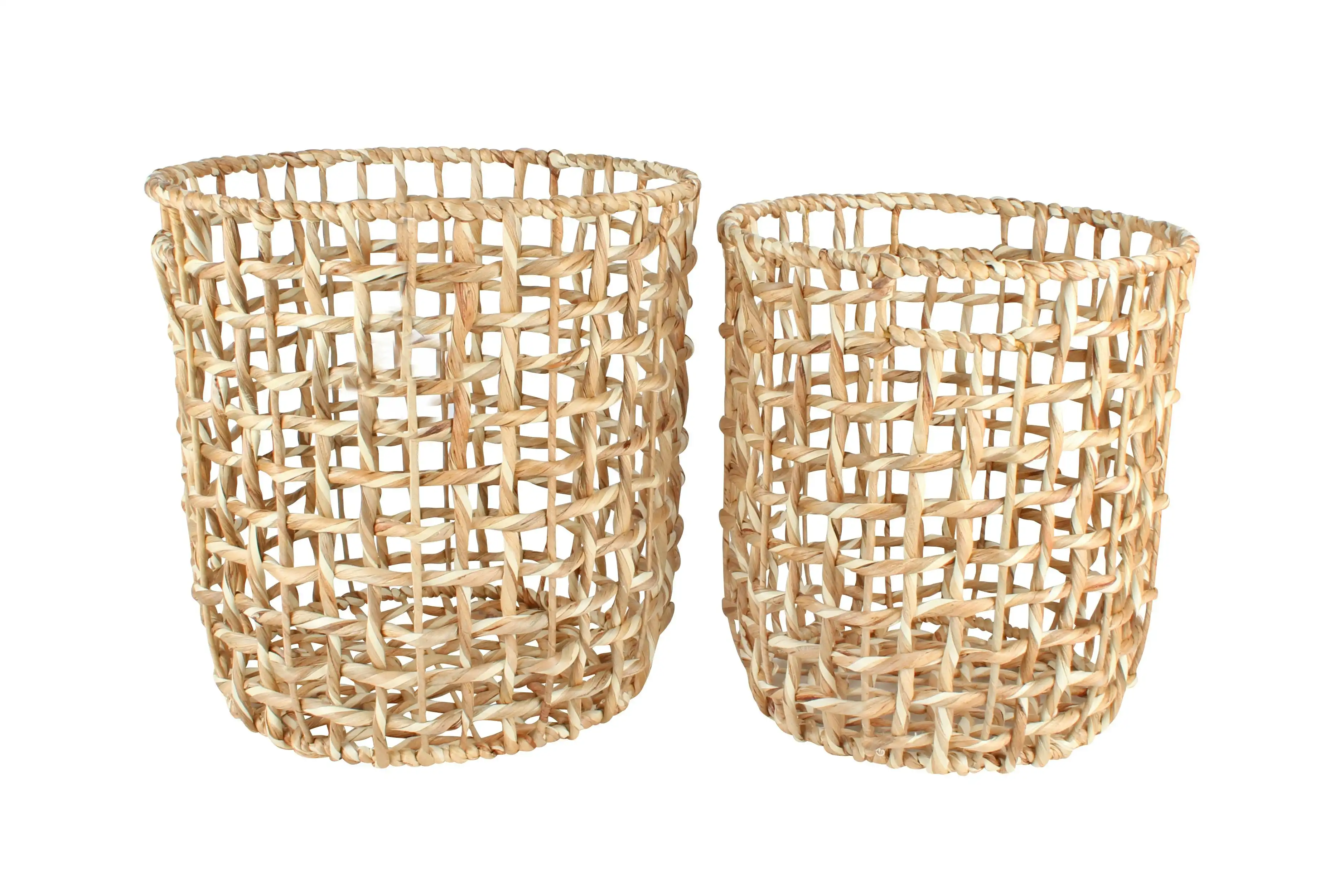 Bento Set Of 2 Water Hyacinth Baskets 40 x 40cm Large