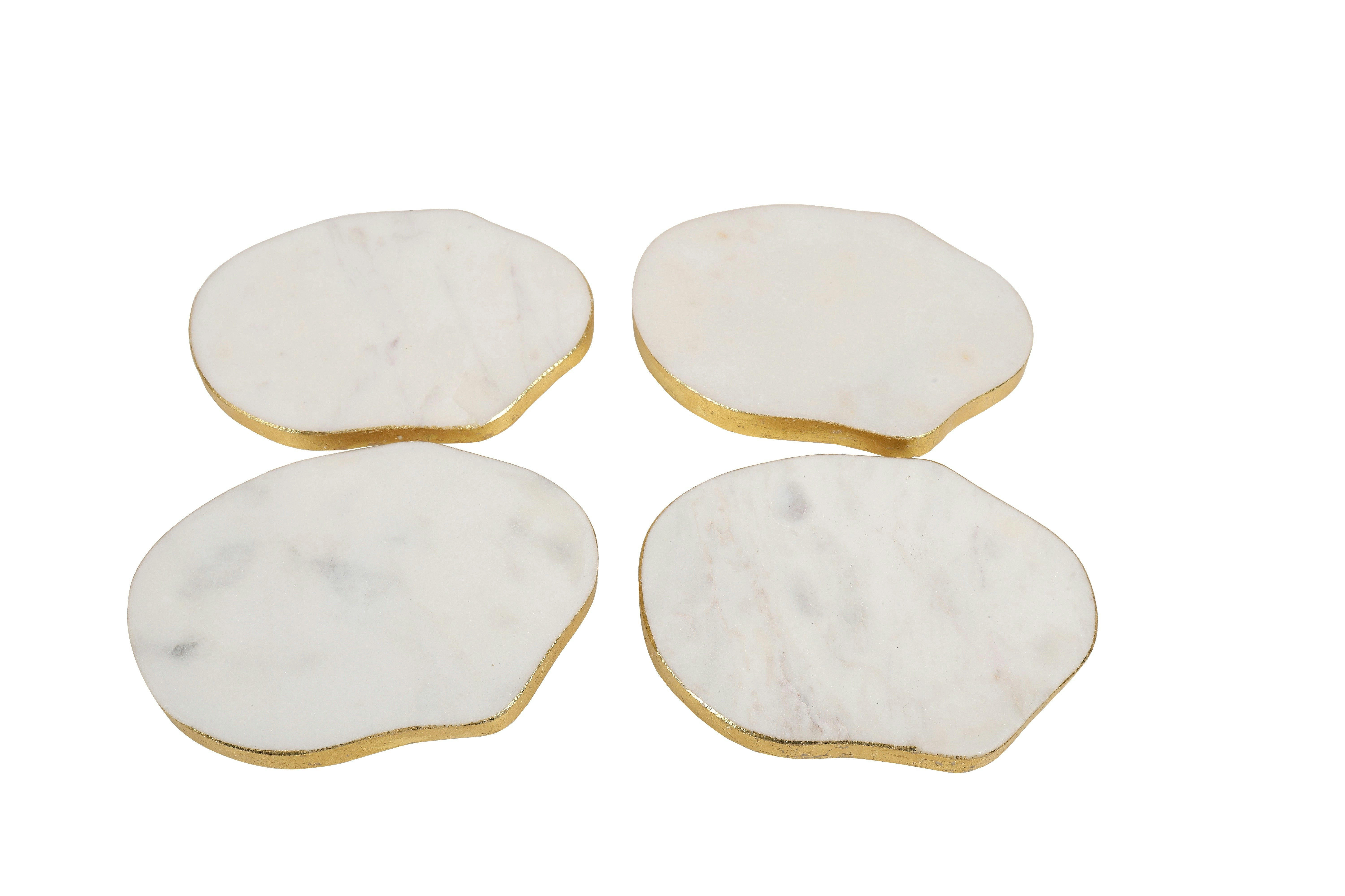 Wendell Marble Set Of 4 Coasters With Gold Foil