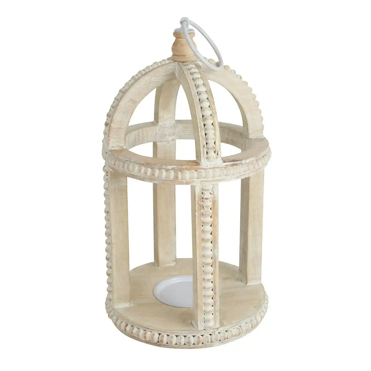 Bryony Mango Wood Lantern Large Cream