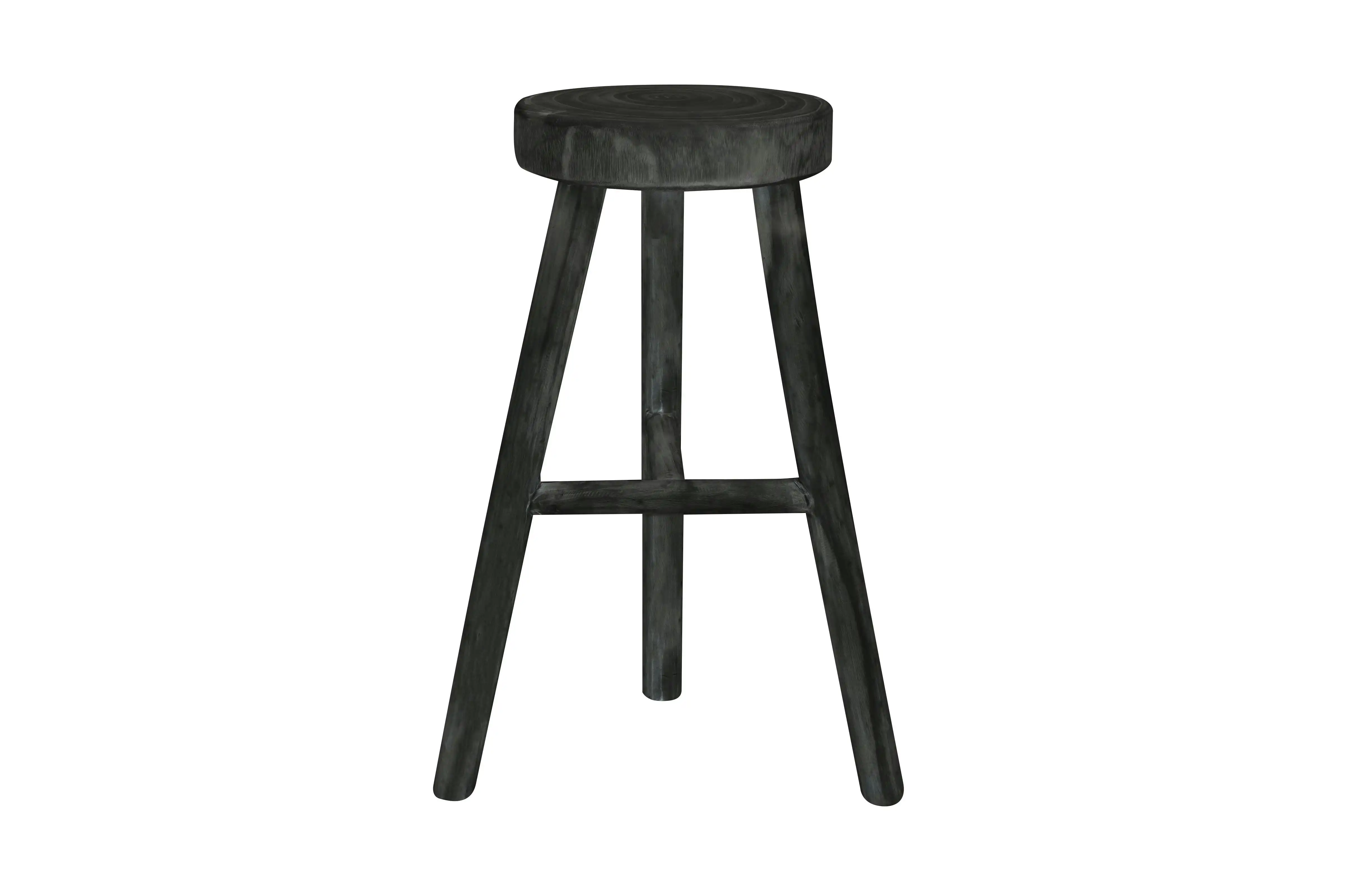 Black Wooden Stool, 60cm H x 26cm D