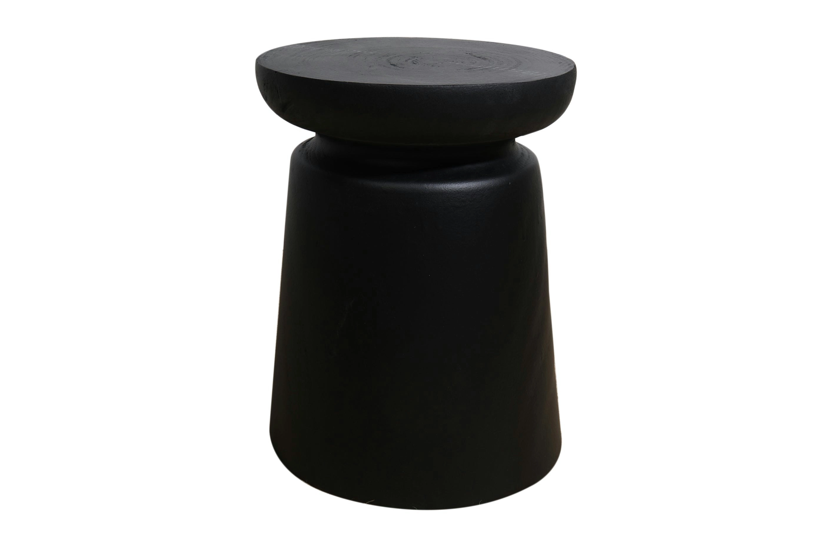 Black Paulownia Wood Stool / Side Table / Planter Stand, 40 x 32 x 32cm