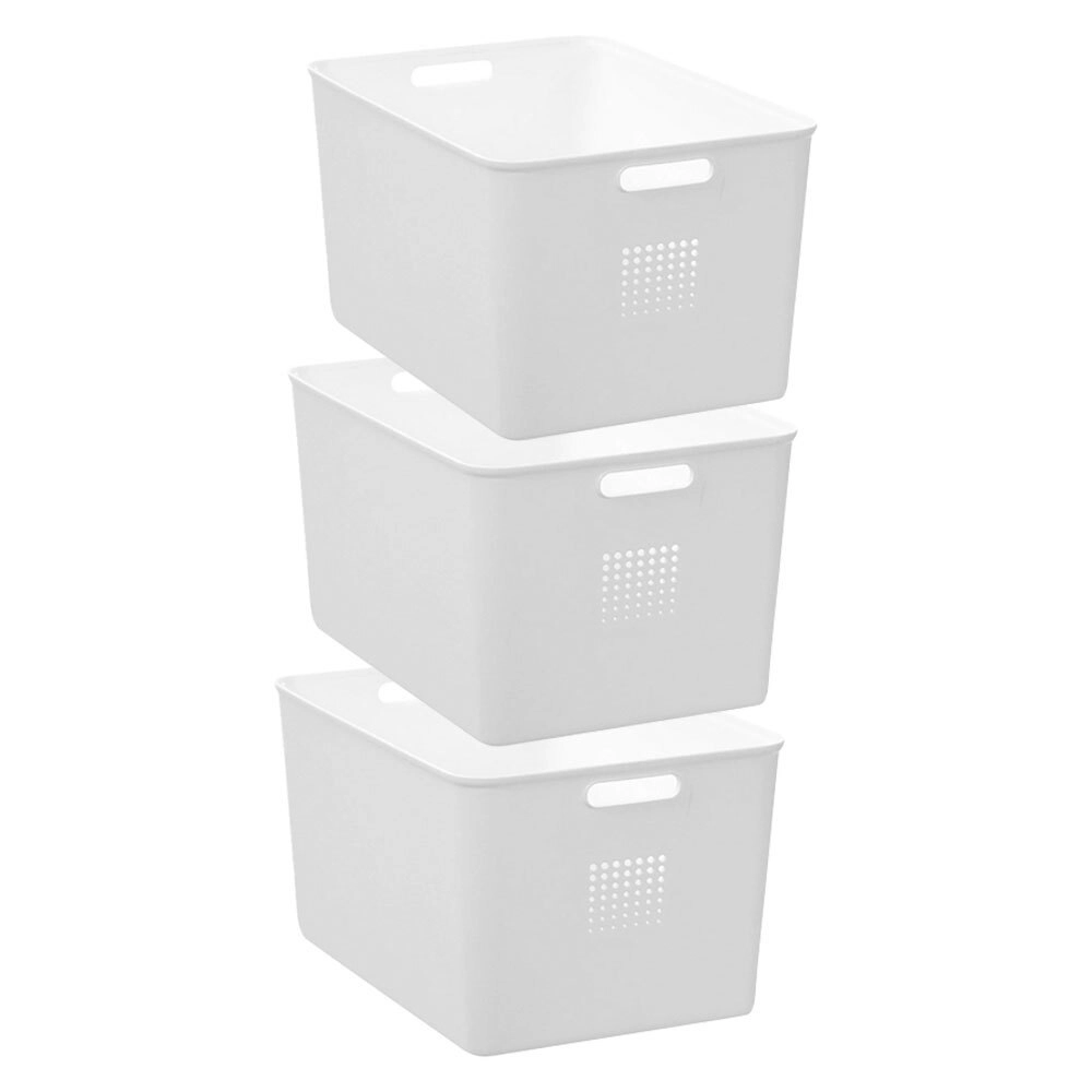 3x Boxsweden Levi 36x26cm/19L Storage Basket Home/Room Organiser w/Handles White