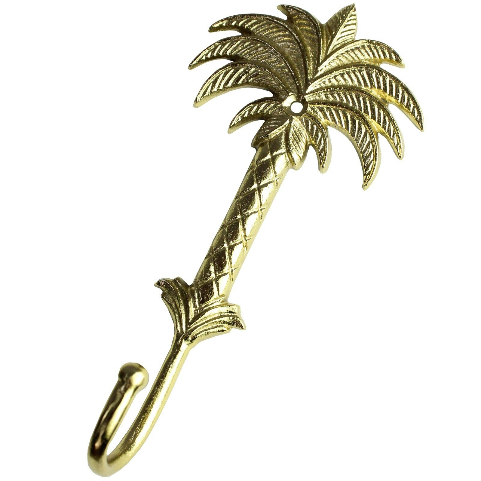 Bahama Palm Large Hook Brass 16cm Wall Hanging Bag/Coat/Keys Organiser Gold