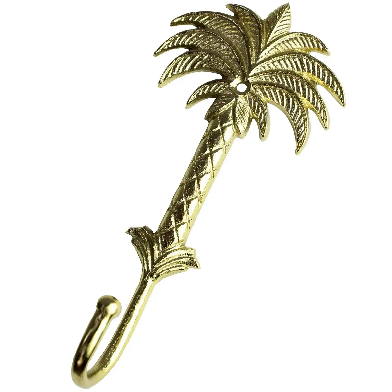 Bahama Palm Large Hook Brass 16cm Wall Hanging Bag/Coat/Keys Organiser Gold