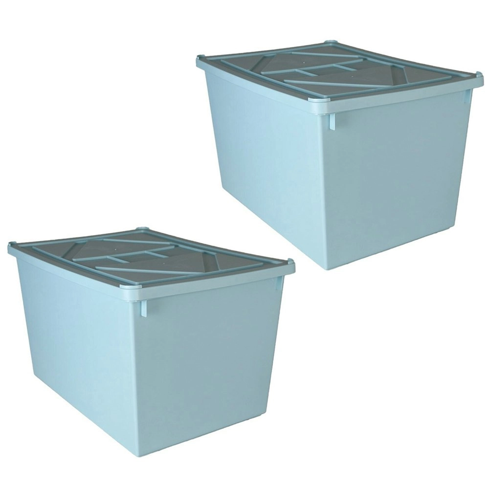 2x Boxsweden 42L/52cm Tetra Storage Box w/ Lid Stackable Home Organiser Assorted