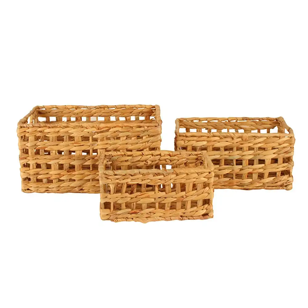 3pc Maine & Crawford Cressida 25/30/35cm Water Hyacinth Basket Storage Natural