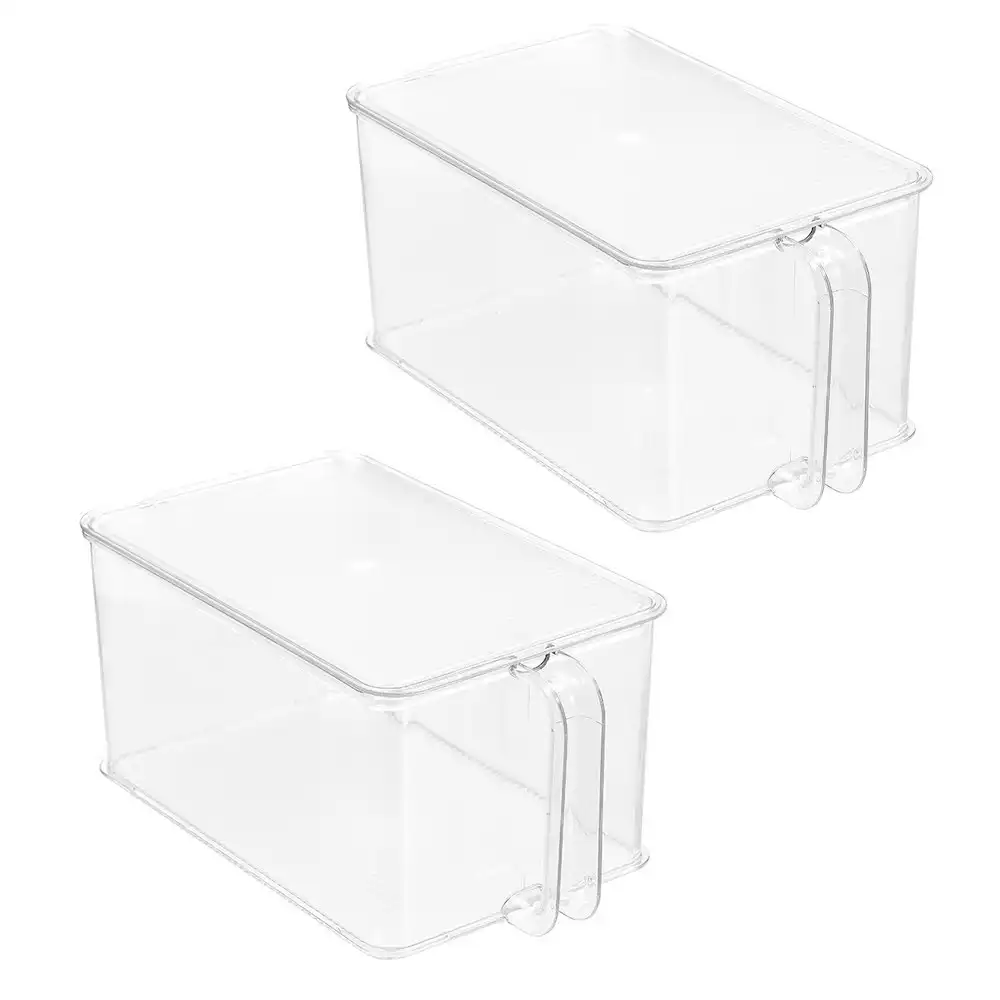2x Boxsweden Crystal Easy Access Storer w/ Lid 6L Stackable Storage Organiser