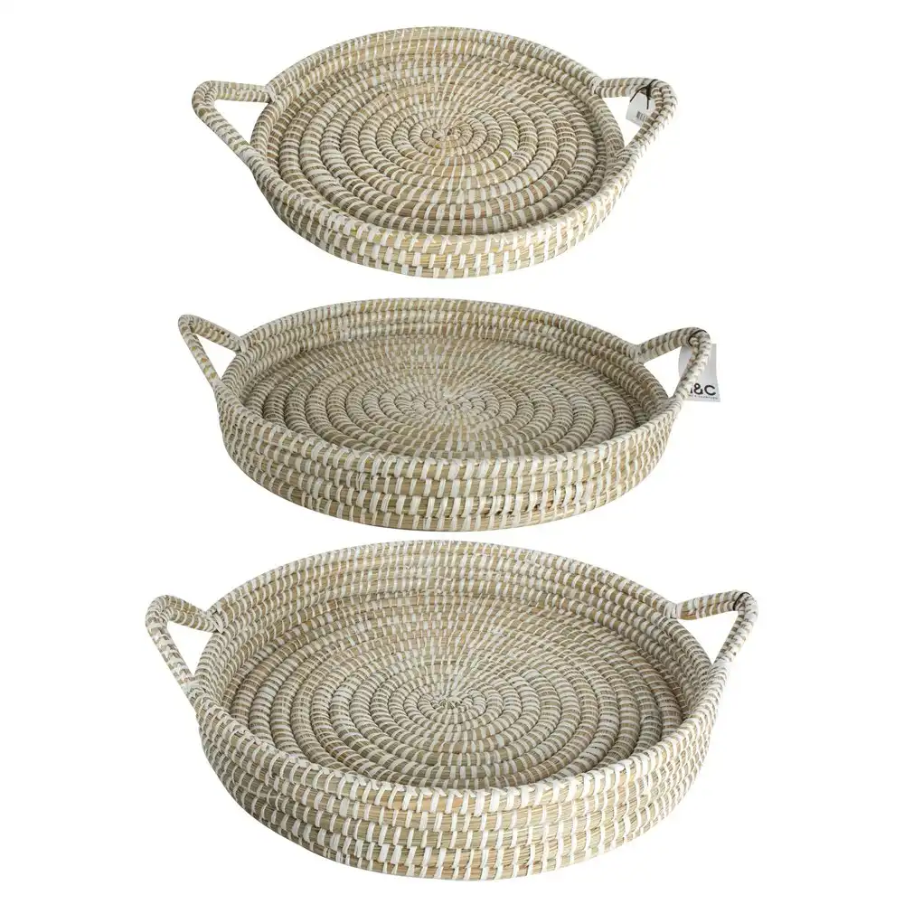 3pc Maine & Crawford Elliot Kans 35/40/45cm Grass Tray Set Storage w/ Handle